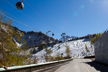 mountain road to the ski resort Chymbulak