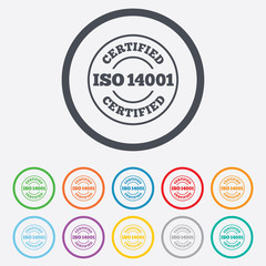 Fototapeta na wymiar ISO 14001 certified sign. Certification stamp.
