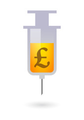 Syringe with a currency sign