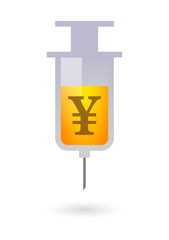 Syringe with a currency sign