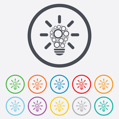 Obraz premium Light lamp sign icon. Bulb with circles symbol