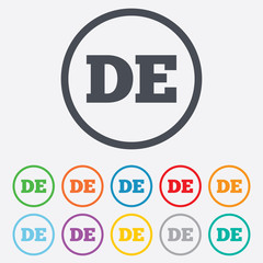 German language sign icon. DE Deutschland.