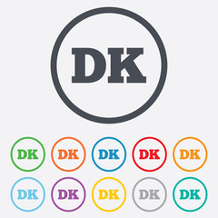 Denmark language sign icon. DK translation.