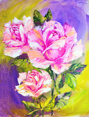 Beautiful Roses, oil painting on canvas