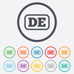 German language sign icon. DE Deutschland.