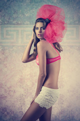 girl in lingerie in creative shoot