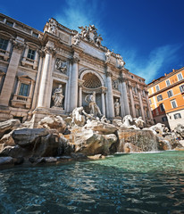Naklejka na ściany i meble Trevi Fountain (Vintage style). Rome - Italy.