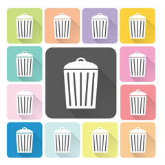 Bin Icon color set vector illustration