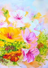 Wildflowers, oil painting on canvas