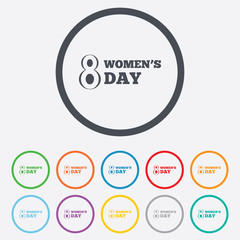 8 March Women's Day sign icon. Holiday symbol.