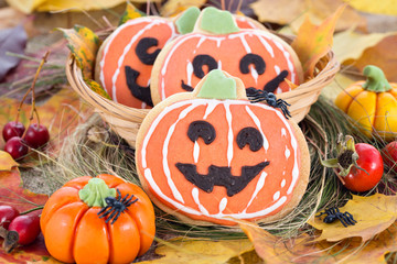 Halloween decor pumpkin cookies