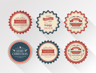 Stylish merry christmas message badges vector