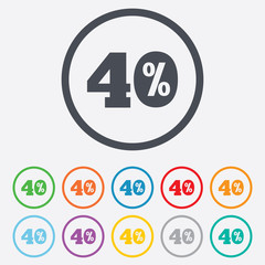 40 percent discount sign icon. Sale symbol.