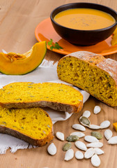 Pumpkin bread, selective focus