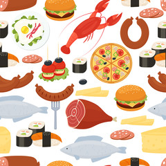 Food seamless pattern in flat style