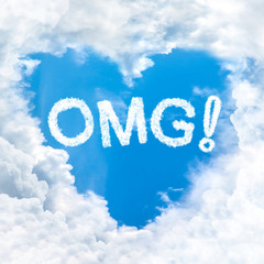 Fototapeta premium OMG word on blue sky