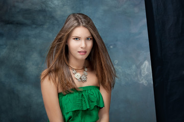 Fototapeta premium Beautiful young woman with bright makeup
