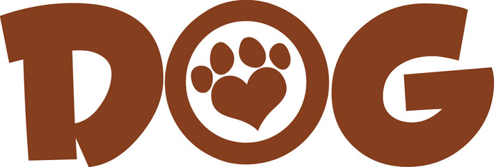 Dog Brown Text With Love Paw Print