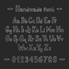 Fototapeta na wymiar Simple monochrome hand drawn font. Complete abc alphabet set.