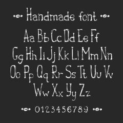 Simple monochrome hand drawn font. Complete abc alphabet set.