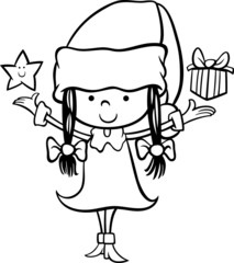 santa claus girl cartoon coloring page