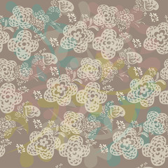 Cotton fabric Seamless floral pattern with cute flowers