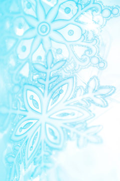 Winter snowflakes artistic background in  blue