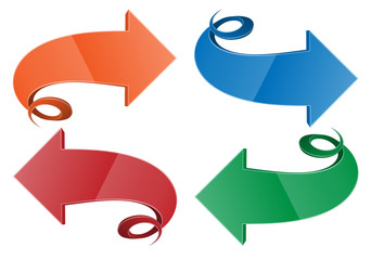 Set of  3D Spiral Arrow, Vector Illustration.