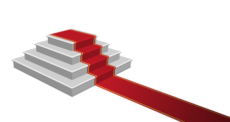 Staircase with Red Carpet, Vector Illustration.