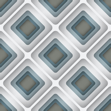 3D Rhombuses, Vector Seamless Pattern.