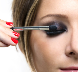 Makeup. Make-up. Eyeshadows. Eye shadow brush