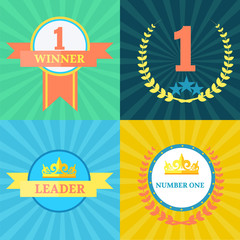 Set of colorfull vector award. Set of flat vector award