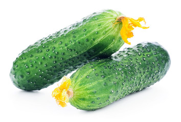 Fresh raw cucumbers isolated on white background