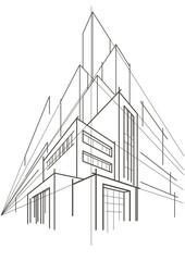 abstract linear sketch of multi-storey building
