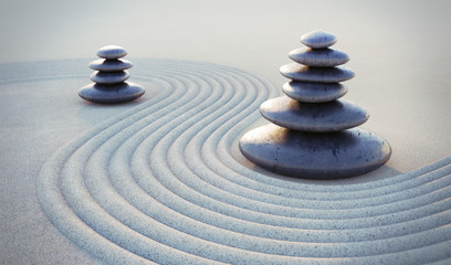 Zen-Steine im Sand
