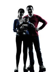 Fototapeta na wymiar parents standing with baby silhouette