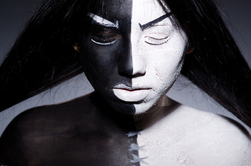 Satan halloween concept with scary woman