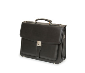 Business leather briefcase isolated
