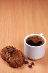 Cup of coffee and cookies
