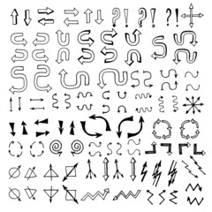 arrows icons by hand drawing