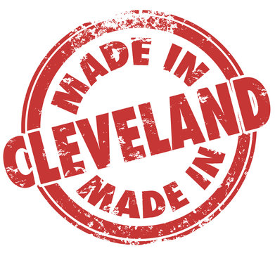 Made in Cleveland Round Stamp Words Ohio OH State City Pride