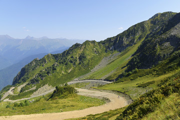 Fototapeta na wymiar road in the mountains of the Caucasus