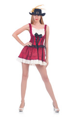 Woman pirate isolated on the white background