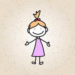 hand drawing cartoon abstract happy kids