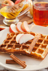 Apple waffles for breakfast