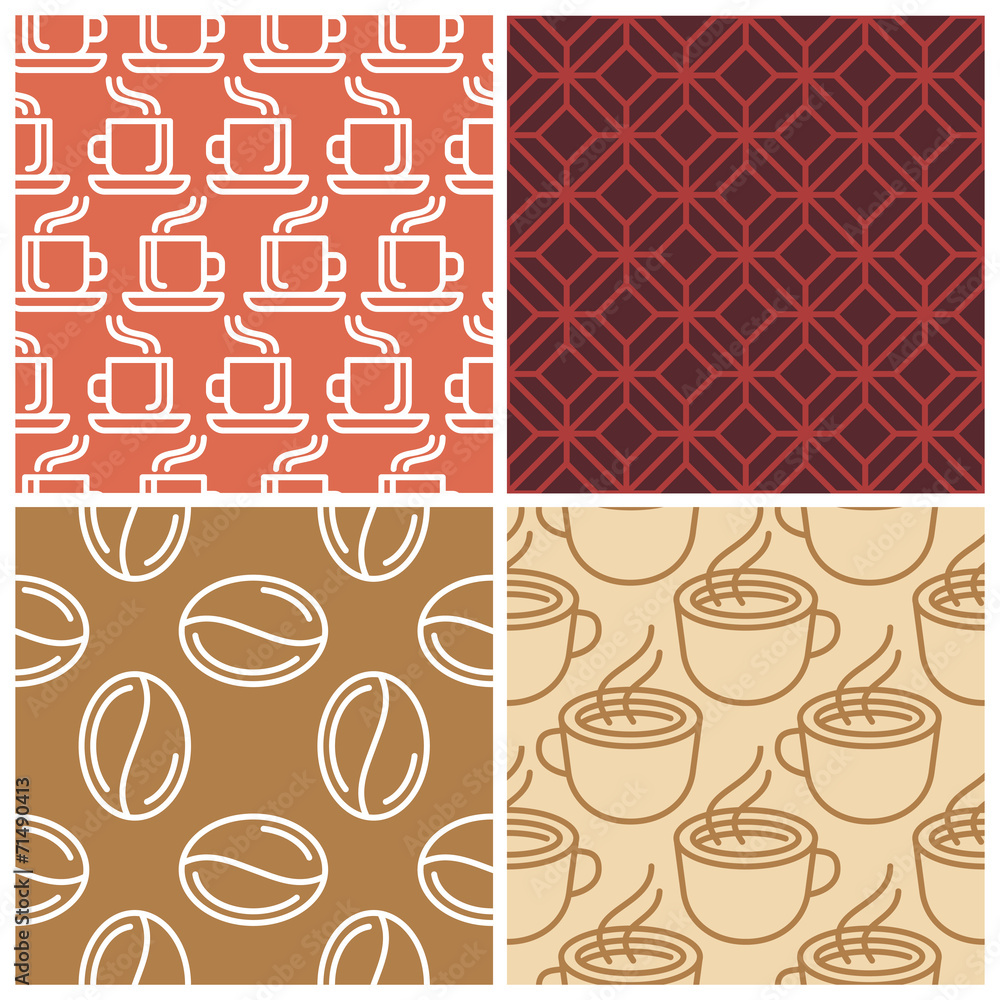 Poster vector coffee seamless patterns
