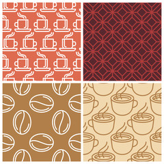 Vector coffee seamless patterns