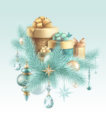 Christmas gifts holiday illustration, holiday background
