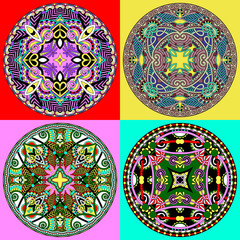 decorative design of circle dish template, round geometric patte