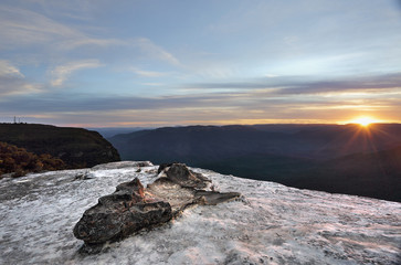 Sunset Wentworth Falls Blue Mountains Australia
